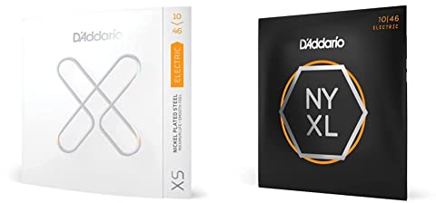 D'Addario XSE1046, 10-46 Regular Light, XS Nickel Coated Gitarrensaiten & E Gitarren Saiten | Gitarrensaiten E Gitarre | NYXL1046 NYXL E-Gitarrensaite Super Light 010-046 bis 30% reißfester