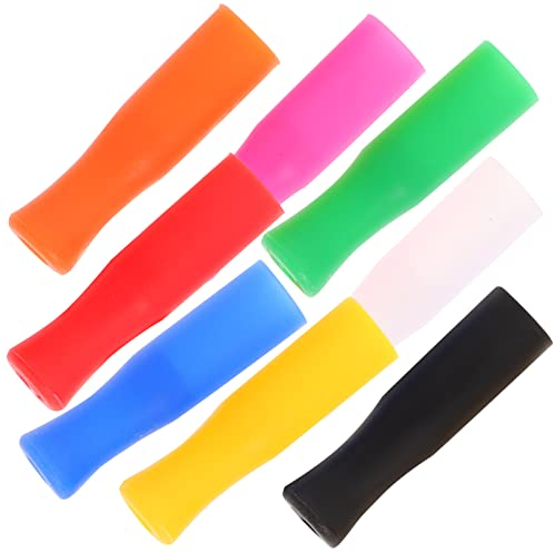 FOMIYES 8Pcs Punte Di Cannuccia Riutilizzabili In Silicone Punte Di Cannuccia In Acciaio Inossidabile Copri Punte In Silicone Boccagli Anti-Scottatura Cannucce Di Metallo Riutilizzabili