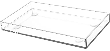 perfk Plateau en Acrylique Transparent, Organisateur de vanité de Salle de Bain, Plateau de Baignoire, Plateau de Salle de Bain, Plateau de Service