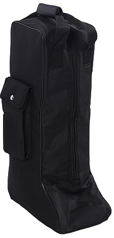 Portable Dust Proof Storage Bags for Tall Boots, Oxford Cloth and Leather Zippered With Handle, for Cowboy and Snow Boots, Black Shoe Bags