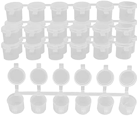 Pvcqjkd 5 Strips 30 Pots Empty Paint Strips Paint Cup Pots, 10Ml/ 0.35Oz Mini Paint Pot Strips Clear Plastic Storage Containers