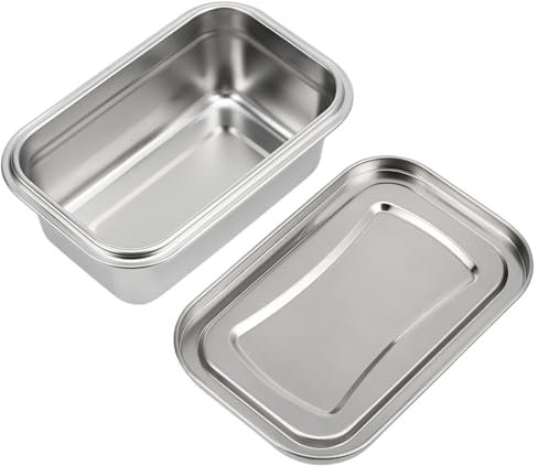 SHOWERORO Contenedor Para Helado Casero De Acero Inoxidable Tapa Recipiente Reutilizable Para Congelador Tamaño Compacto Adecuado Para Almacenamiento De Alimentos y Helados 7 Fácil De Limpiar