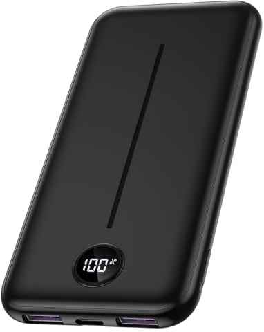 Power Bank 22.5W, Ultra Sottile & Leggero Powerbank PD USB C Ingressi&Uscite Ricarica Rapida con Display LCD 13800mAh, 3 Porte Caricatore Portatile per iPhone 16 15 14 13 Pro Max Samsung Huawei etc