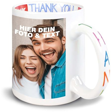 Kiwistar Taza thank you – Foto y texto – personalizable con texto personalizado – gracias – regalo – tazas personalizadas – regalo – taza con diseño