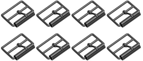 QUARKZMAN 8 Stück Metall-Rollenschnallen, 20 mm (0,8) Triglides Schieber beweglicher Riegel Gurtversteller Rechteck Keeper für Taschen Lederhandwerk (Metallisch Schwarz)