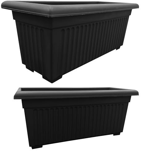 Pluto Packaging Rectangular Sovereign Trough Slate Grey 70cm | Lightweight Indoor Outdoor Strong Plastic Home Garden Flower Plant Pots