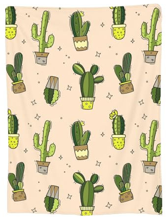 VODRM Manta de cactus para adultos, lindas suculentas, flores, cobija de regalo para mujeres y niñas, retro, ligera, suave, de forro polar, acogedora para sofá, cama, habitación, viajes, fiesta,
