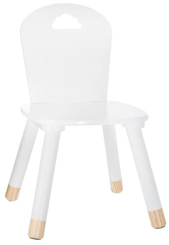 TIENDA EURASIA - Silla de Madera Infantil | Diseño Nórdico | Color Blanco | Madera | Resistente | con Respaldo | Medida 28 x 28 x 50 cm | Ideal para Decoración de Interior