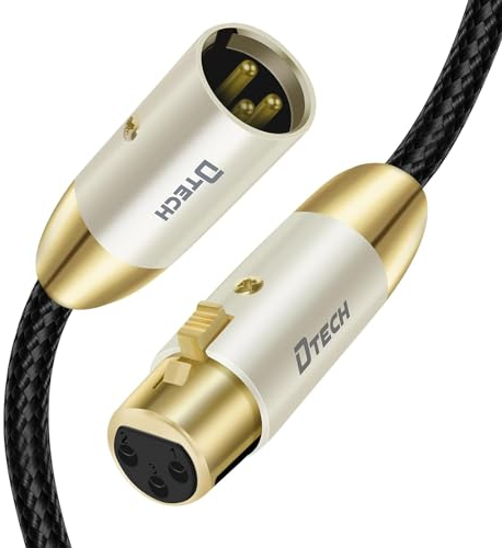 DTECH Câble audio symétrique XLR vers XLR pour haut-parleur de microphone, système PA, connecteurs plaqués or à 3 broches standard (1,0 m)