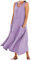Robe de Plage Ete sans Manche avec Poche Robe Mi-Longue Vintage Lin 2024 Chic et Elegant Grande Taille Casual Marque Robe Chic Couleur Uni Fluide Robe Longue Pas Cher #2 Violet XL