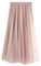 FM2018XSL Jupe Élégante Plissée Taille Haute Midi en Tulle Longue pour Femmes (Rose, Taille Unique)