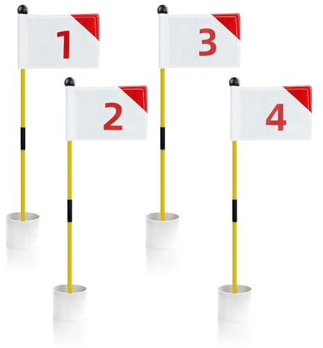 KOFULL Mini bâton de golf - Drapeau vert pour cour - 0,9 m - Double couche en nylon 420D - Impression de numéros double face - Design portable en 2 sections - Cadeaux pour golfeurs