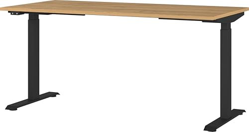 Germania Schreibtisch 7908-582, in Grandson-Eiche-Nb./Schwarz, EL. höhenverstellb., 160 x 120 x 80 cm (BxHxT)