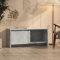 Pxznbe Table TV gris ciment 90 x 35 x 40 cm aggloméré armoire pour chaîne stéréo salon construction stable meuble TV avec 1 porte et 1 compartiment pour DVD console de jeu magazines