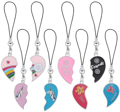 BEEFLYING 8 Stück süße Handyanhänger Kawaii Herzanhänger Riemen ästhetische Y2K-Handyanhänger Zubehör für Handytasche Schlüsselanhänger Airpods Kamera Geldbörse Dekor (gemischte Farben)