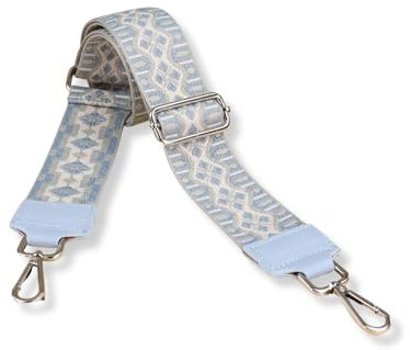 Blade Taschengurt - Verstellbarer Schultergurt für Taschen - Austauschbare Taschengurte für Damen - Taschengurt, 5 cm breit - Gurt für Bauchtaschen - Taschenriemen mit silbernen Schnallen-Hellblau-11