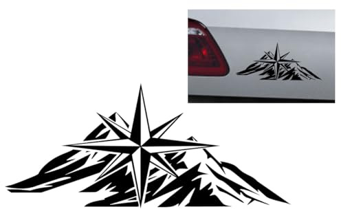 verkauflade by Chr/Su Compass Rose Sticker, Weatherproof Vinyl Sticker for Outdoor and Indoor, Red, 19 cm