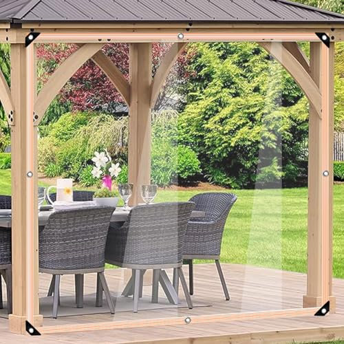 BeGrit 2x2m Bâche Transparente avec Oeillets Bâche Imperméable avec Corde Bache de Protection Plastique Bâches de Balcon Jardin Exterieur pour Serre Terrasse Plantes Meubles Pergola Extérieur