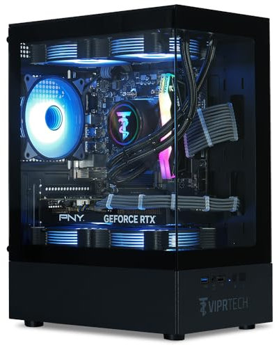 ViprTech Reaper 3.0 Liquid-Cooled PC - AMD Ryzen 7 7700 (5.3Ghz Turbo), RTX 4070 Super 12GB, 32GB DDR5 6400, 2TB NVMe SSD, 800W Gold, VR-Ready, WiFi BT, Win 11, Gaming Desktop Computer Black