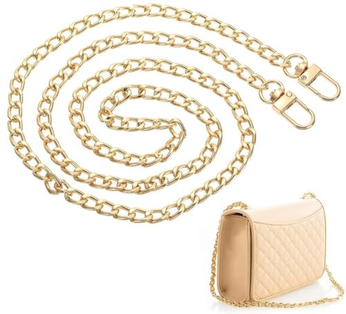 JEYORZY Taschenkette Gold, Kette Trageriemen, Metall Schulterriemen für Taschen, Handtaschenketten, Umhängetasche Handtasche Ersatzkette, für Tasche Handtaschen Crossbody 120cm