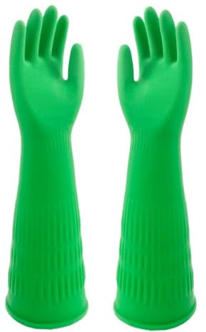 Guanti in gomma lunghi riutilizzabili e impermeabili Qilerongrong - Verde, 45cm L