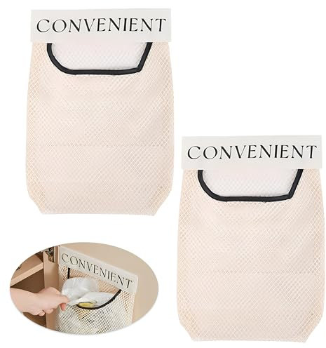 2 Piezas Organizador De Puerta De Armario De Cocina, Bolsa Colgante De Malla Sin Taladrar, Bolsa De Basura Almacenamiento De Malla, Bolsa De Malla para Cocina, Dormitorio, Baño, Puerta (Con Monograma)