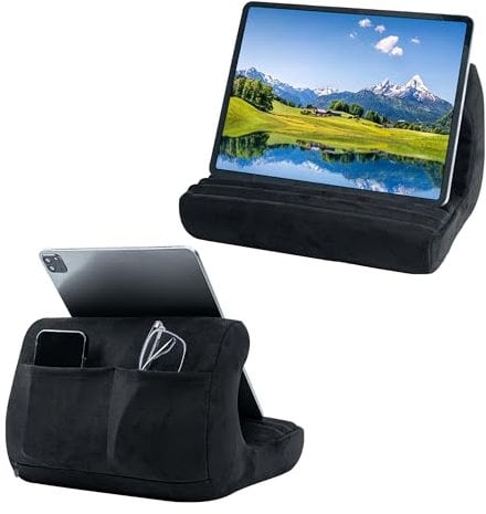 Mcbazel I-Pad Cushion Stand,Tablet Pillow Stand,Soft Multi-Angle Pillow Holder for Tablet/iPad/E-Reader - Black
