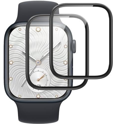 IQShield Verre Trempé pour Apple Watch 41mm Series 9/8/7, Haut Définition Protection écran, 2 Pièces Vitre Protection de Anti Rayures, 3D Couverture Complète, Sensible au Toucher, Anti-Empreintes