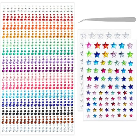 900 Rhinestone Stickers And 2 Star Stickers, With 1 Piece Stainless Steel Tweezers, Decorative Stickers, Can Be Used For Makeup, Nails, Items, Etc.