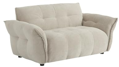 Vente-unique - Zweisitzer-Sofa aus beige chiniertem Stoff NAPIZO