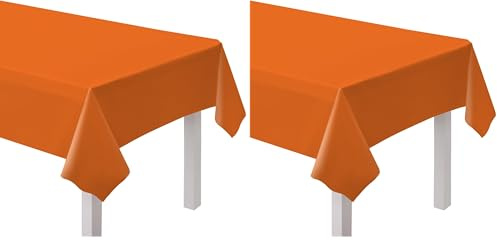 amscan 9915405-204 - Orange Eco-Friendly Re-usable Plastic Table Cover - 2.74m (Pack of 2)