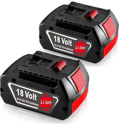 Batteria di ricambio 80 Ah / 8000 mAh per batteria Bosch 18 V, 2 batterie compatibili per BAT618 BAT618G BAT609G BAT619 BAT619G BAT610G BAT610 con LED (batteria per attrezzi da 18 V)