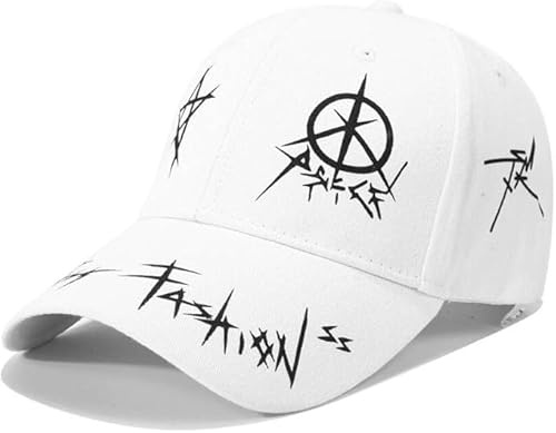 Stylische Hip-Hop Graffiti Baseball Caps für Herren und Damen – Verstellbare Schiebermütze in Weiß & Schwarz