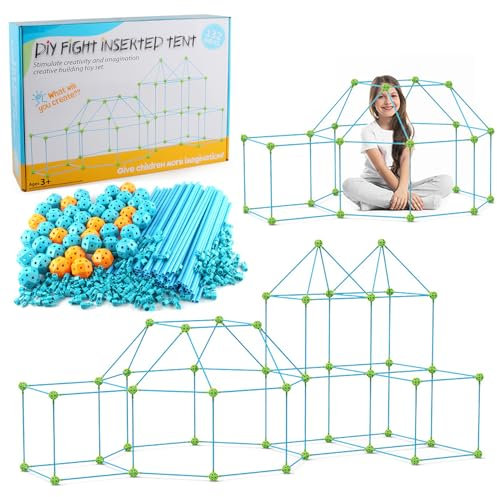 Höhle Bauen Kinder,Spielhaus Indoor,Konstruktionsspielzeug,Creative Forts,Höhle Bauen,132pcs,Enthält 88 Stäbe Und 44 Kugeln,132pcs,Lehrreiches Geschenk Für Kinder Im Alter Von 4 Bis 8 Jahren(blau)