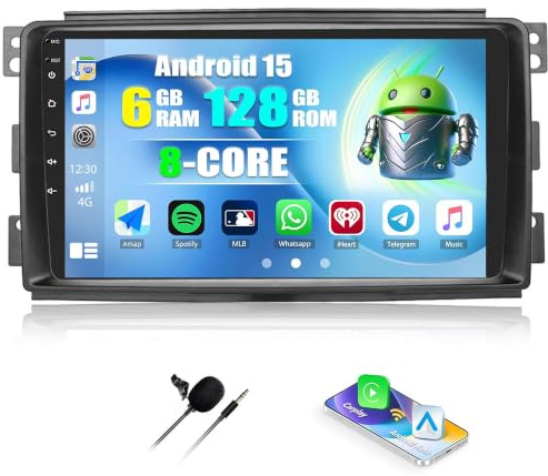 Zomolither Qualcomm 8 Kerne 4+64G Android 15 Autoradio für Mercedes Benz Smart Fortwo 451 2005-2010 CarPlay Wireless Android Auto 9 Zoll IPS-Touchscreen GPS Bluetooth 5.1 DSP WiFi Rückfahrkamera