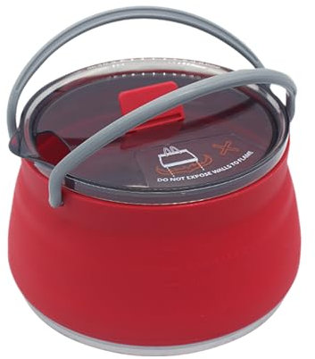 Pot de cuisson portable pliable en silicone pour camping, randonnée, théière et arrosoir (rouge, 15,5 x 15,5 x 4,5 cm)
