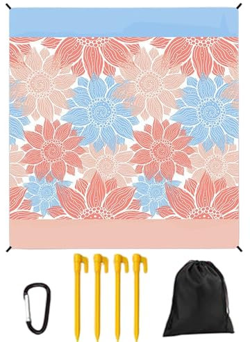 Jubilofex Beach Mat, Camping Mat, Outdoor Underlay, Sandproof Beach Blanket for Travel, Yoga, Park, Garden and Camping with Grass Surface
