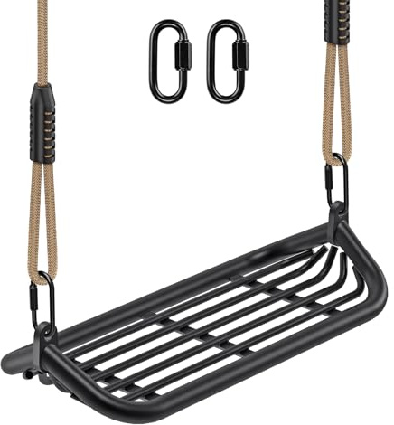 SELEWARE Altalena resistente con telaio in metallo da 43,2 cm, con corda regolabile e connessione rapida, set di accessori di ricambio per bambini e adulti, altalena per alberi da giardino o da