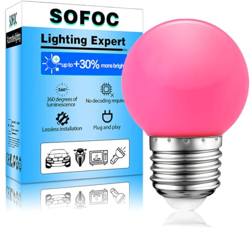 SOFOC E27 Base 4W Rosa LED Bulb G45 AC 220V Luci per Albero di Natale per Illuminazione Rosa Atmosfera Natalizia Bilanciata Bulbo Centro Commerciale Senza Sfarfallio 8Pcs