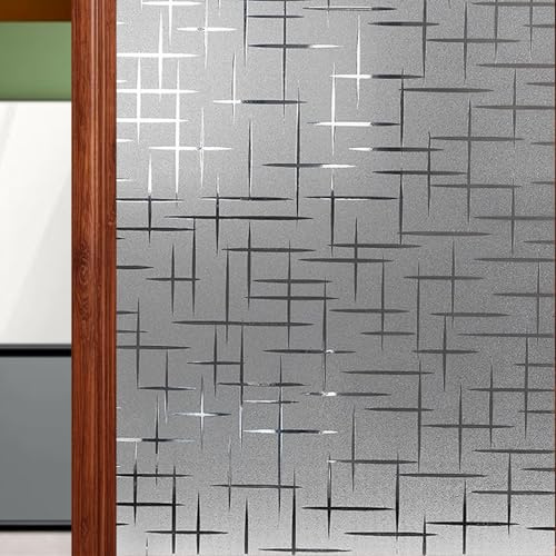 Fensterfolie Milchglasfolie Blickdicht Sichtschutzfolie 75 x 200 cm Statisch No-Glue, Selbsthaftend Sichtschutz Statische Haftung für Büro Duschkabine, Stern