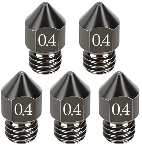 AYUMAL MK8 Düse aus Gehärtetem Stahl, 0,4 mm, 3D Drucker Düse, 5 Stück | Hochtemperaturbeständig, 1.75 mm für Filament , Kompatibel Makerbot, Creality Ender 3/5