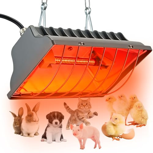 Nastopee Wärmelampe Hühner, 300W/150W Kohlefaser-Heizlampe Wärmelampe- Hühnerstall, Hühnerstall Heizung mit 1.8 meter Kabel, Wasserdicht Hängende Wärmelampen Tiere für Küken, Ferkel, Hasenstall