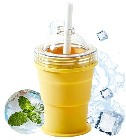 Ice Tray Cup – 2 in 1 tazze pieghevoli, Chilling Mold for Freezing, Ice Ball Cup, Silicone Bartender Piece with Space Saving Flexible Wall, Cold Beverage Tool for Cooling Refreshing and Storing