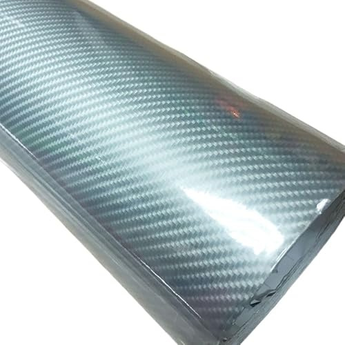 Covering Carbone Film vinyle en fibre de carbone 5D brillant argenté, noir, rouge, gris, feuille d'emballage voiture, rouleau film, outil, autocollant(5D Silver 4D,50CM X 200CM)