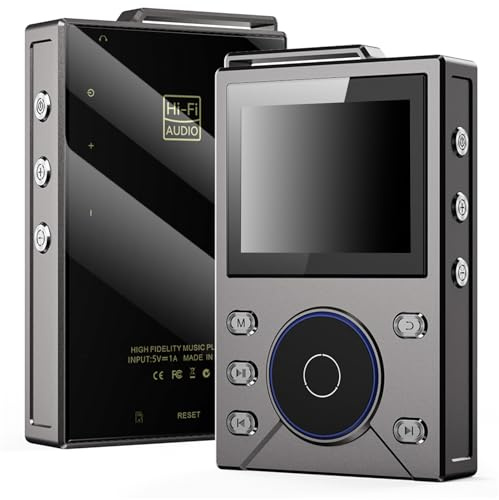 YUEHISY Lettore MP3 HiFi Bluetooth, Lettore Musicale Audio Digitale Portatile Senza Perdite, Display a Colori da 2,4, Controlli Fisici della Ruota ALPS, Supporta Fino a 256 GB (grigio metallizzato)