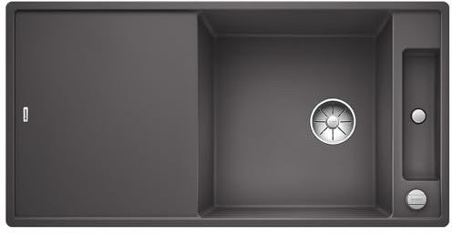 BLANCO AXIA III XL 6 S-F | Granitspüle aus SILGRANIT felsgrau | mit | [99x50x20,2 cm] | für 60 cm breite Unterschränke | mit Glasschneidbrett | Reinigungsfreundlich | Einbauart: Flächenbündig