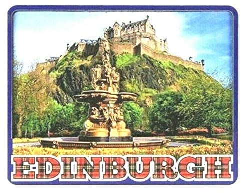 Scottish Souvenir Fridge Magnet Edinburgh Castle Scotland Gift Scene Wood Royal