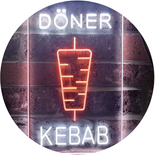 Doner Kebab Restaurant Café Décor Bar Dual Color LED Barlicht Neonlicht Lichtwerbung Neon Sign Weiß & Orange 300 x 400mm st6s34-i2639-wo