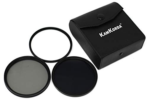 KamKorda Lens Filter Kit 77mm for Nikon, Canon and other branded DSLR Camera Lens 1x UV Filter / 1x Circular Polarizer Filter / 1x Neutral Density NDX8 Filter - Includes Storage Case Pouch