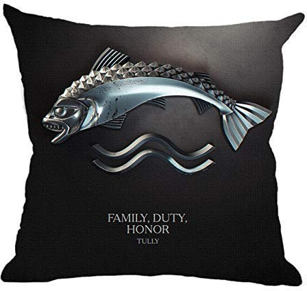 MOCOFO Game of Thrones Kissenbezug 45 x 45 cm - schwarzer Fisch - Kissenhülle Herbst kissenbezüge - Für Kissen 45 x 45 cm